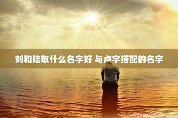 刘和陆取什么名字好 与卢字搭配的名字