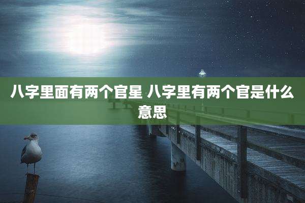 八字里面有两个官星 八字里有两个官是什么意思