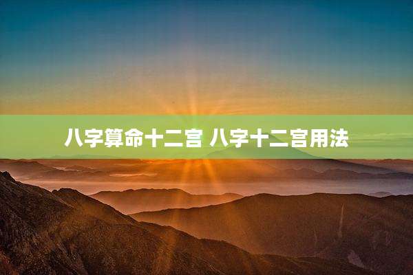 八字算命十二宫 八字十二宫用法