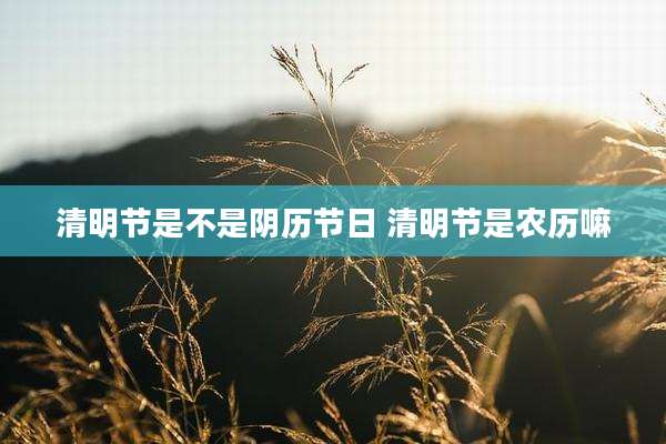 清明节是不是阴历节日 清明节是农历嘛