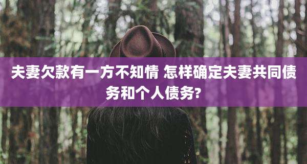 夫妻欠款有一方不知情 怎样确定夫妻共同债务和个人债务?