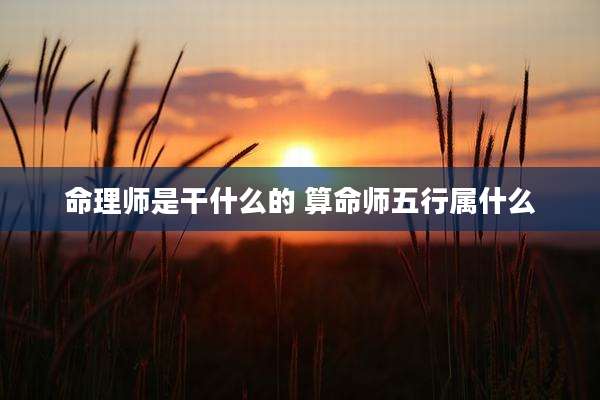 命理师是干什么的 算命师五行属什么