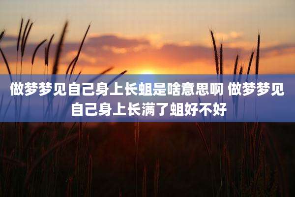 做梦梦见自己身上长蛆是啥意思啊 做梦梦见自己身上长满了蛆好不好