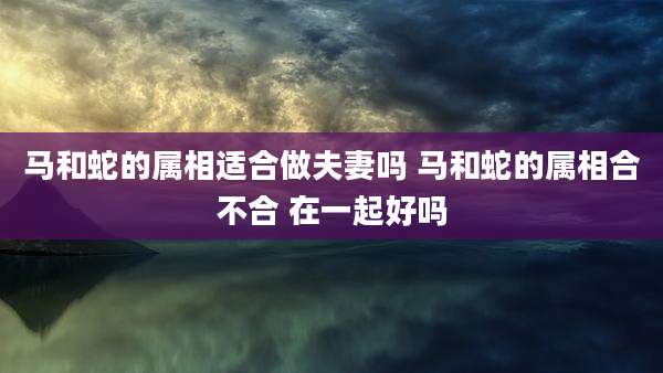 马和蛇的属相适合做夫妻吗 马和蛇的属相合不合 在一起好吗