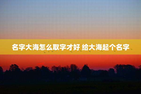 名字大海怎么取字才好 给大海起个名字