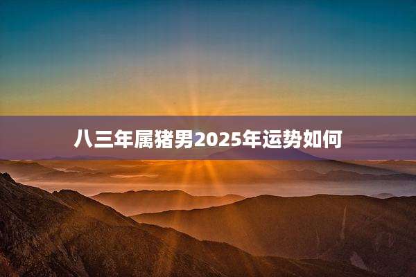八三年属猪男2025年运势如何