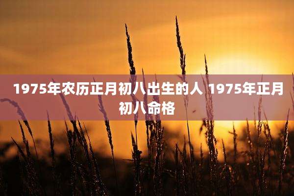 1975年农历正月初八出生的人 1975年正月初八命格