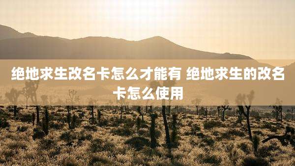 绝地求生改名卡怎么才能有 绝地求生的改名卡怎么使用