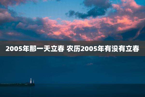 2005年那一天立春 农历2005年有没有立春