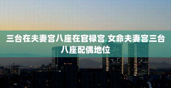 三台在夫妻宫八座在官禄宫 女命夫妻宫三台八座配偶地位