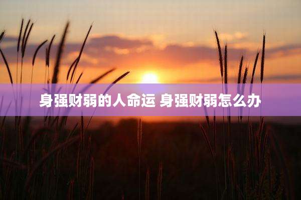 身强财弱的人命运 身强财弱怎么办