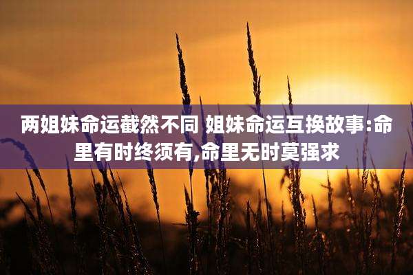 两姐妹命运截然不同 姐妹命运互换故事:命里有时终须有,命里无时莫强求