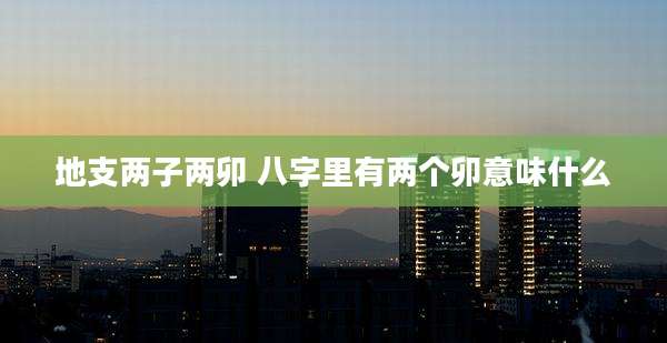 地支两子两卯 八字里有两个卯意味什么