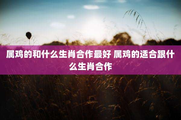 属鸡的和什么生肖合作最好 属鸡的适合跟什么生肖合作