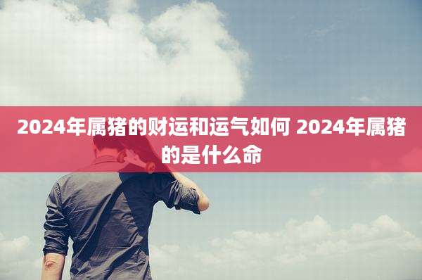 2024年属猪的财运和运气如何 2024年属猪的是什么命