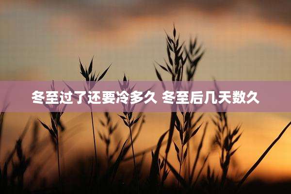 冬至过了还要冷多久 冬至后几天数久