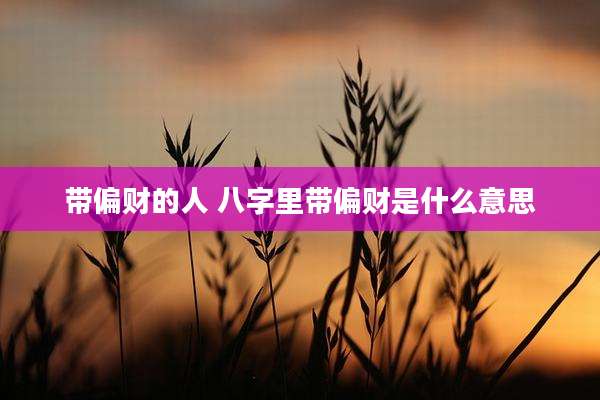 带偏财的人 八字里带偏财是什么意思