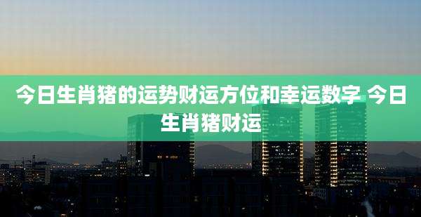 今日生肖猪的运势财运方位和幸运数字 今日生肖猪财运