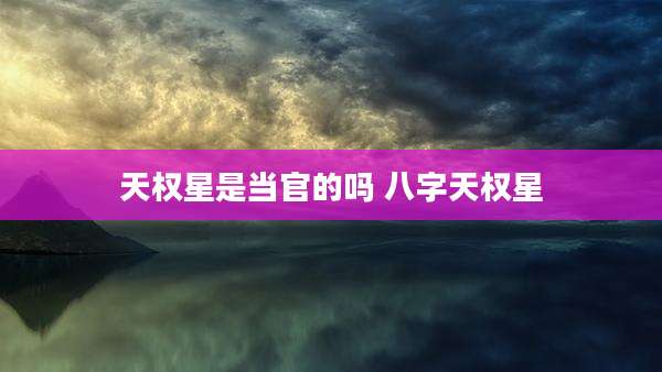 天权星是当官的吗 八字天权星