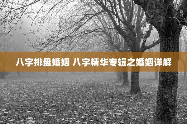 八字排盘婚姻 八字精华专辑之婚姻详解