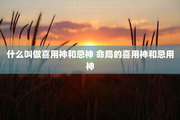 什么叫做喜用神和忌神 命局的喜用神和忌用神