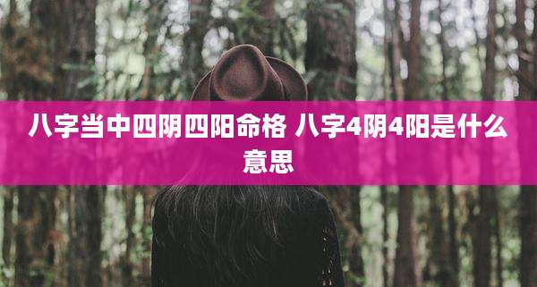 八字当中四阴四阳命格 八字4阴4阳是什么意思