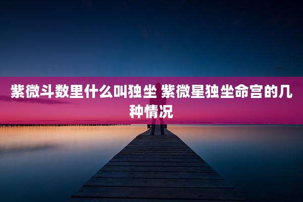 紫微斗数里什么叫独坐 紫微星独坐命宫的几种情况