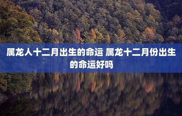 属龙人十二月出生的命运 属龙十二月份出生的命运好吗