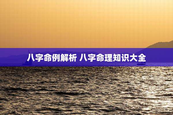 八字命例解析 八字命理知识大全