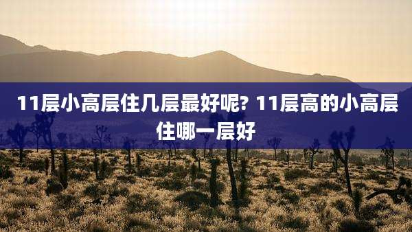 11层小高层住几层最好呢? 11层高的小高层住哪一层好