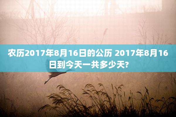 农历2017年8月16日的公历 2017年8月16日到今天一共多少天?