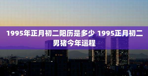 1995年正月初二阳历是多少 1995正月初二男猪今年运程