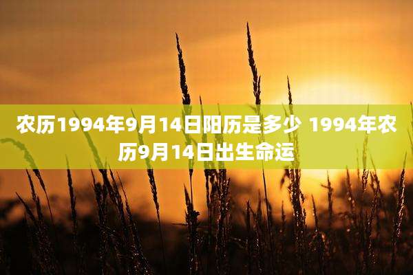农历1994年9月14日阳历是多少 1994年农历9月14日出生命运