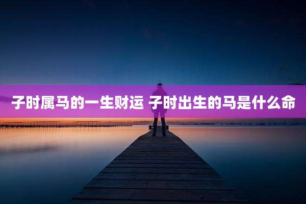 子时属马的一生财运 子时出生的马是什么命