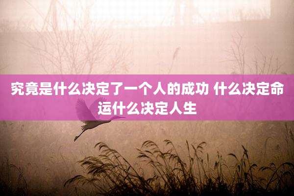 究竟是什么决定了一个人的成功 什么决定命运什么决定人生