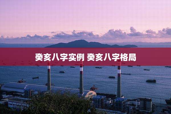 癸亥八字实例 癸亥八字格局
