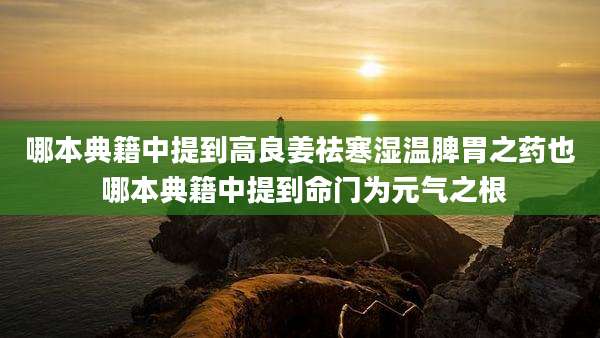 哪本典籍中提到高良姜祛寒湿温脾胃之药也 哪本典籍中提到命门为元气之根