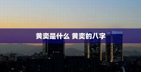黄奕是什么 黄奕的八字