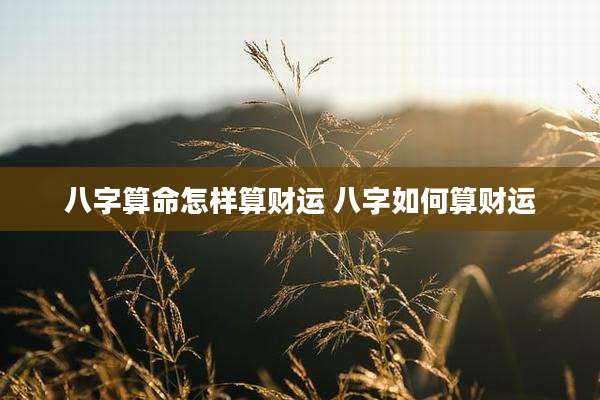 八字算命怎样算财运 八字如何算财运