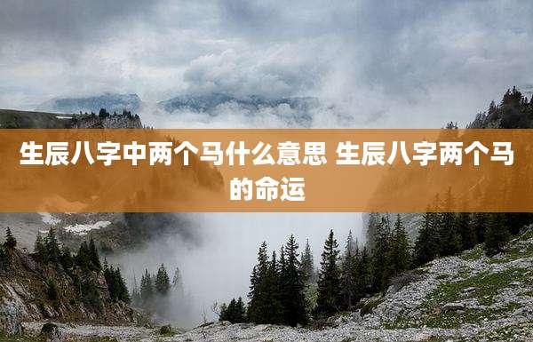 生辰八字中两个马什么意思 生辰八字两个马的命运