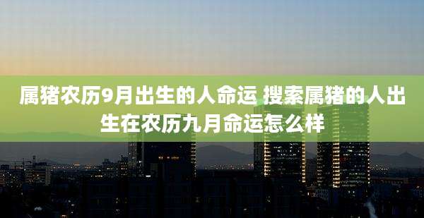 属猪农历9月出生的人命运 搜索属猪的人出生在农历九月命运怎么样