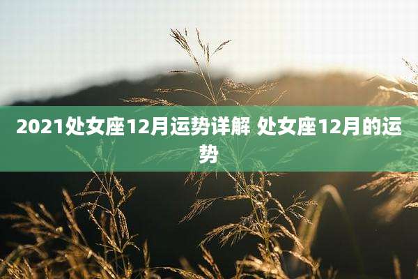 2021处女座12月运势详解 处女座12月的运势