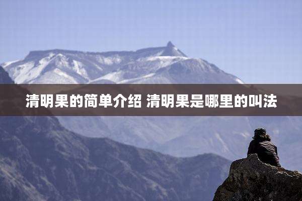 清明果的简单介绍 清明果是哪里的叫法