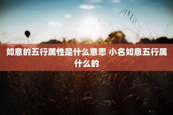 如意的五行属性是什么意思 小名如意五行属什么的