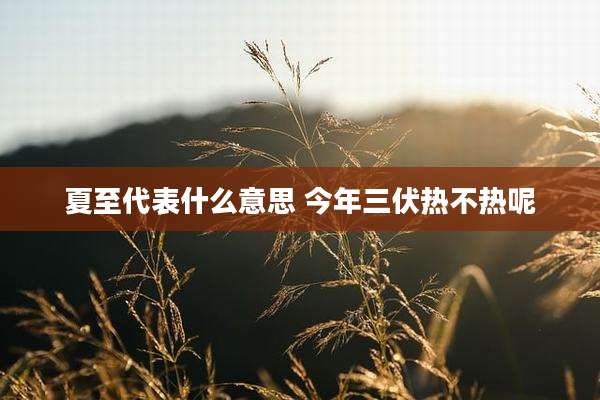 夏至代表什么意思 今年三伏热不热呢