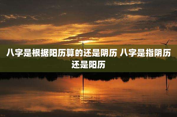 八字是根据阳历算的还是阴历 八字是指阴历还是阳历