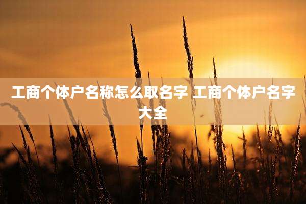 工商个体户名称怎么取名字 工商个体户名字大全