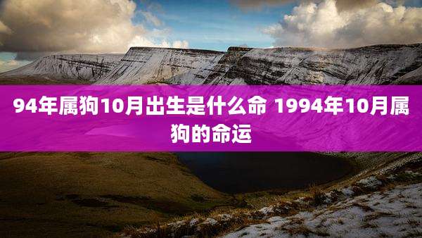 94年属狗10月出生是什么命 1994年10月属狗的命运