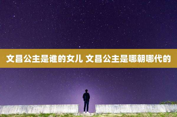 文昌公主是谁的女儿 文昌公主是哪朝哪代的