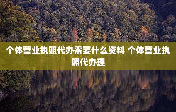 个体营业执照代办需要什么资料 个体营业执照代办理